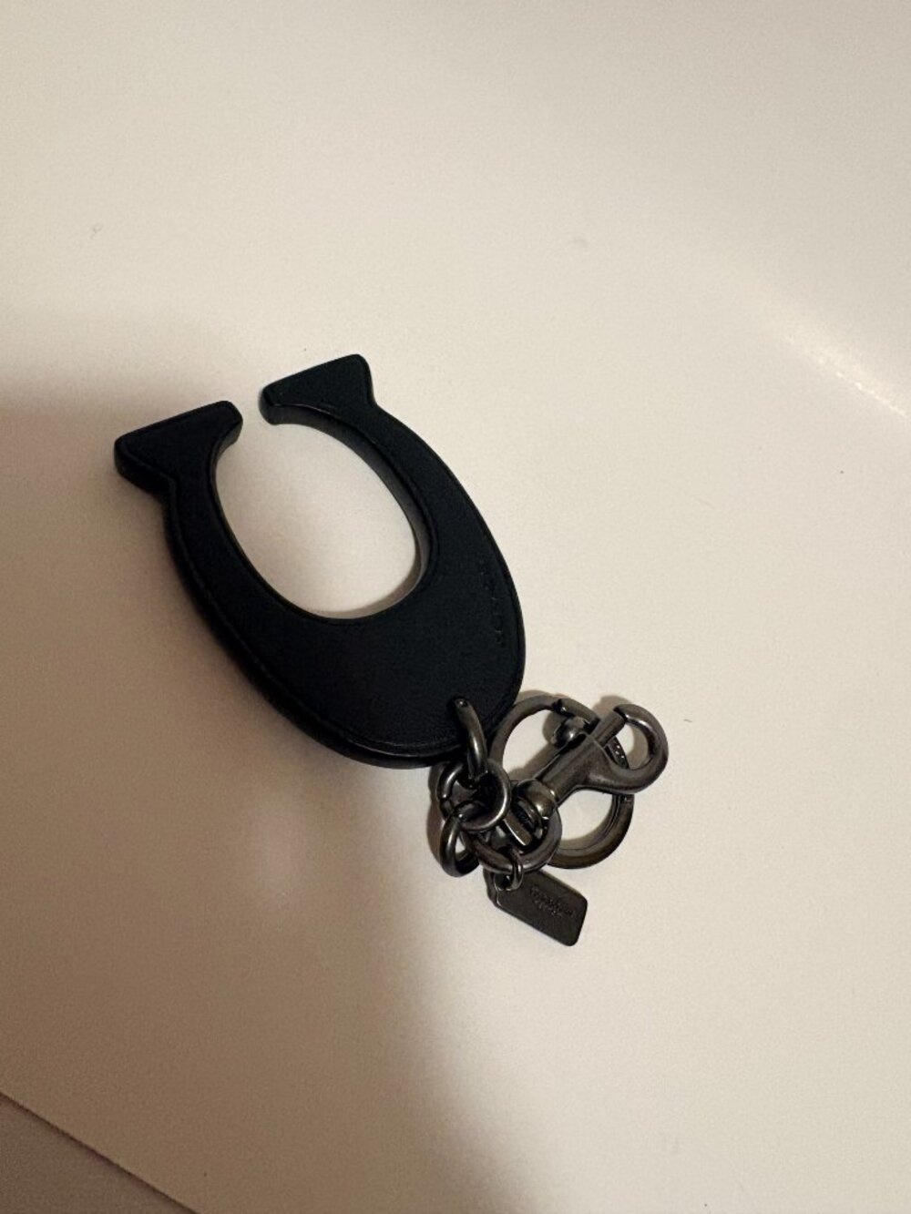 Coach Black Horsebit C Charm Keychain with Gunmetal Hardware - Picture 3 of 5